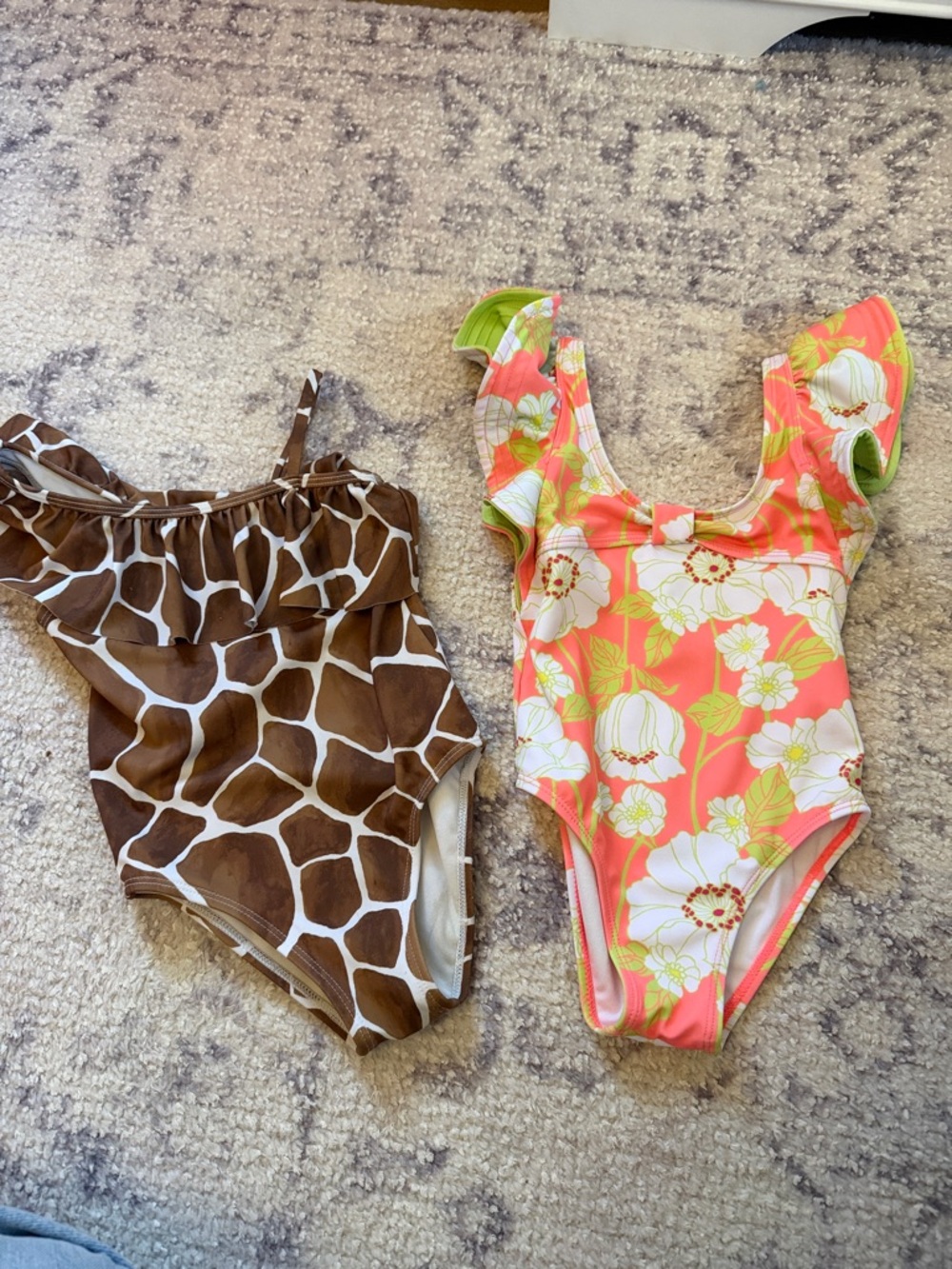 Janie and Jack Coral Pink Floral Ruffle One-Piece Swimsuit